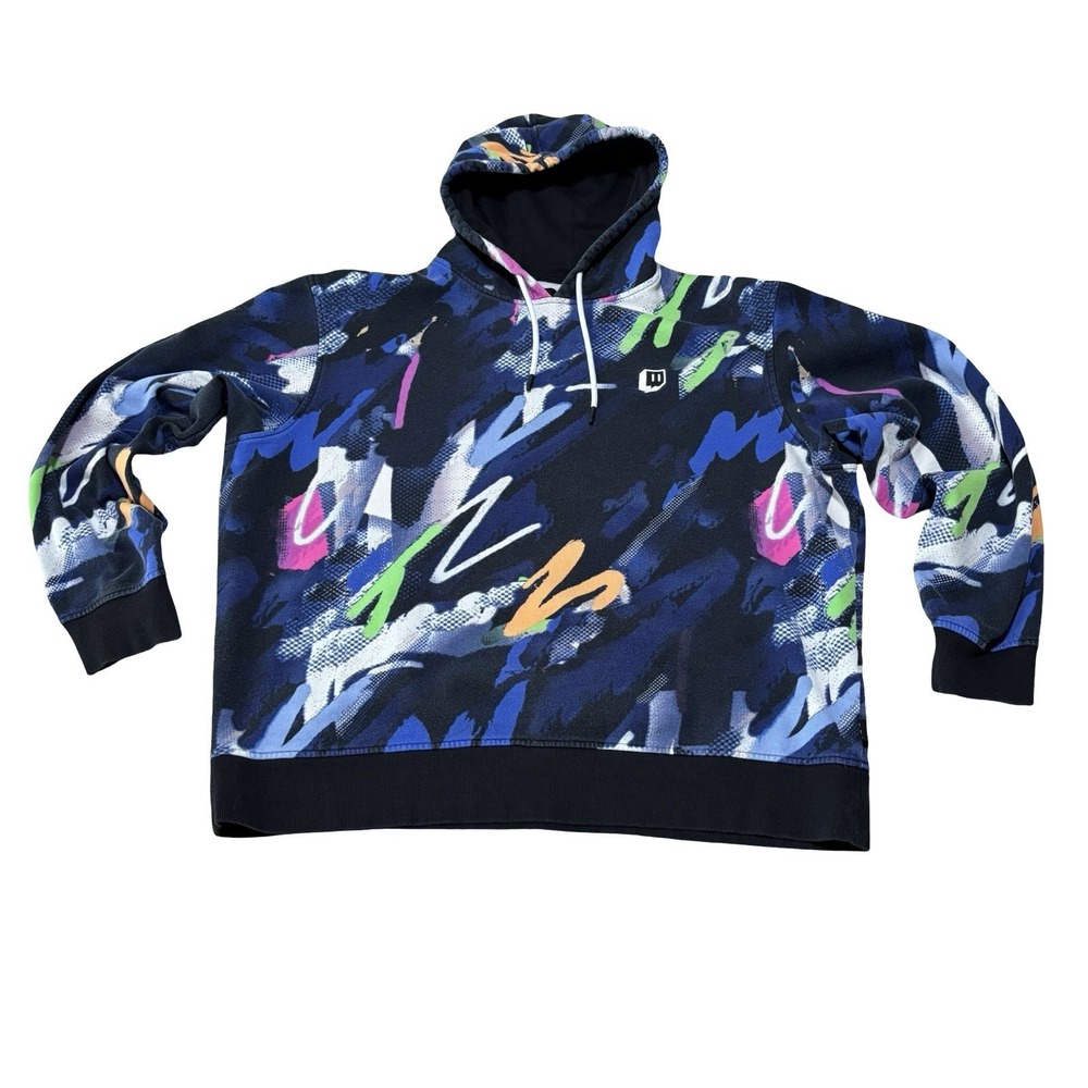 Twitch TV Men's Graffiti Print Mini‎ Logo Hoodie Size XXL 27 x 27